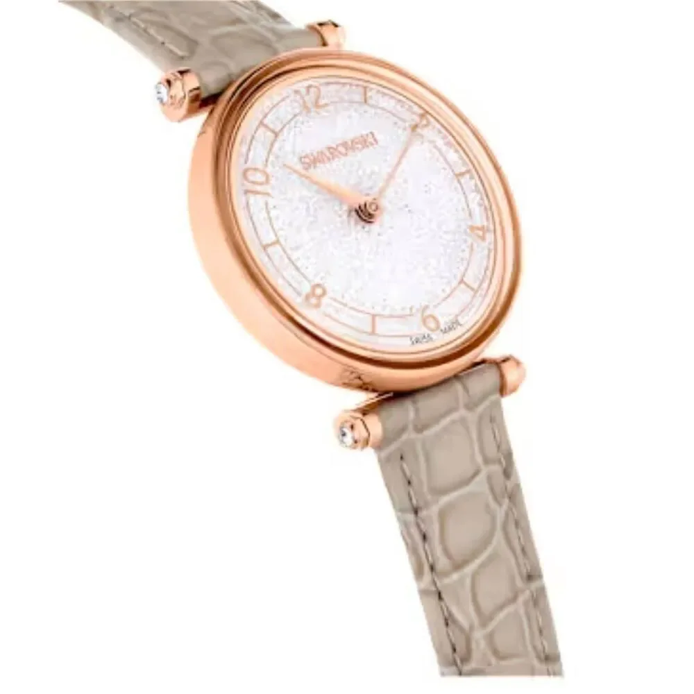 SWAROVSKI Women's Crystalline Wonder Watch~Swiss Made~Beige Strap/Rose Gold